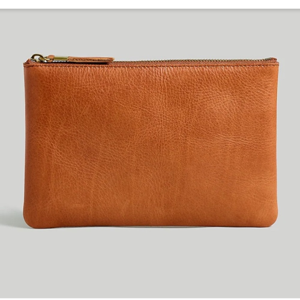 Madewell the leather pouch clutch brown